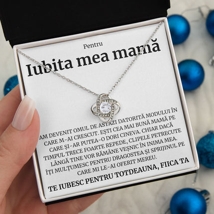 Cadou Iubita Mama – Colier Love Knot Fiica - dalora.ro