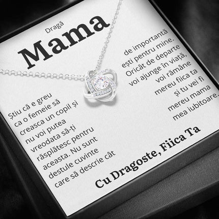 Cadou Mama – Colier Love Knot Fiica “Importanta” - dalora.ro